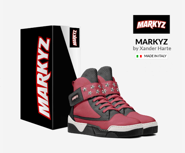 Markyz High Top Luxury Italian Red Suede Mens Shoes by Xander Harte